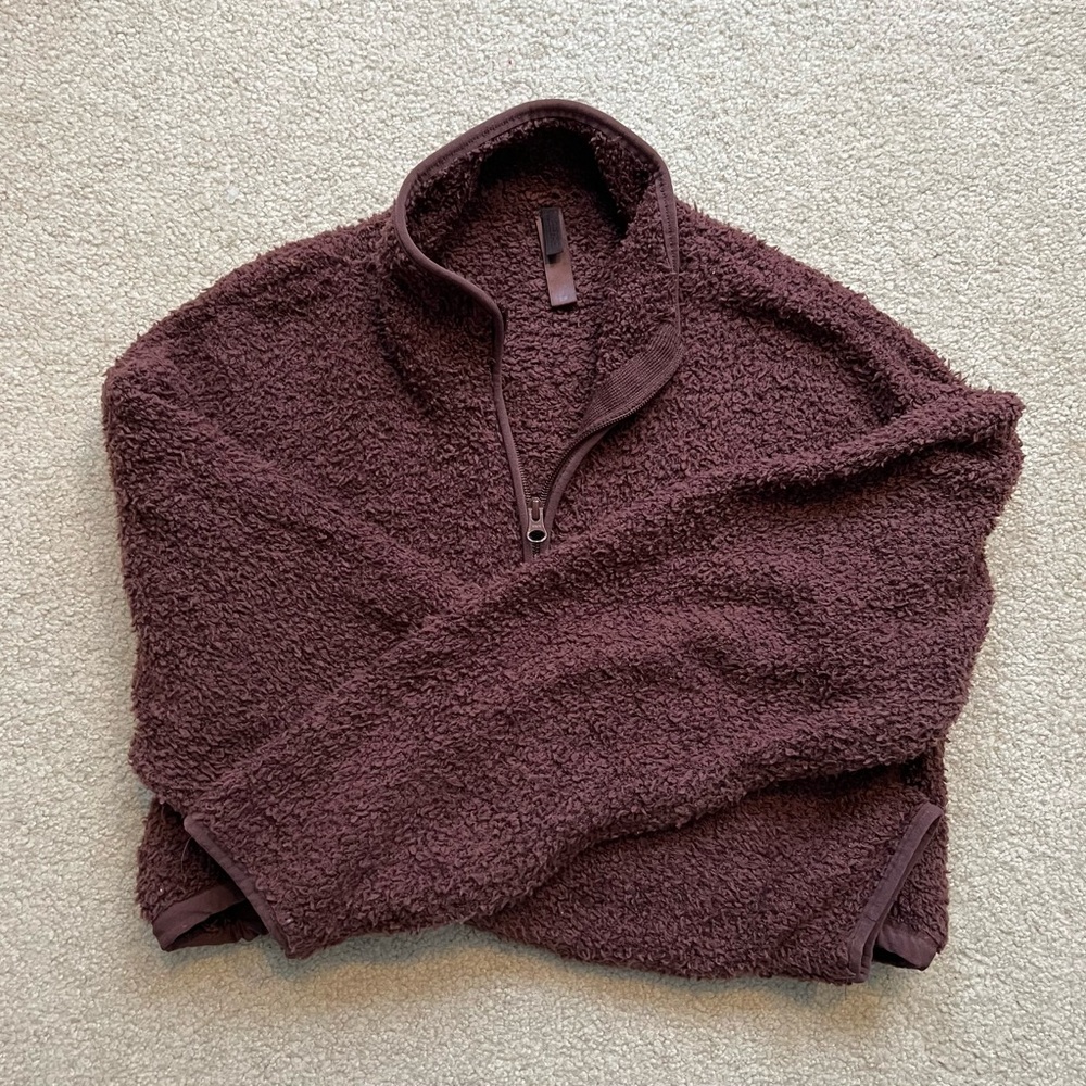 SKIMS S/M Brown Cozy Knit Cropped Pullover
